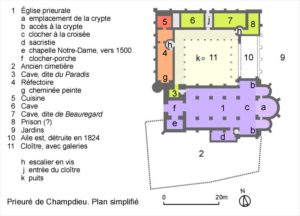Plan du prieuré de Champdieu