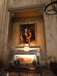 Chapelle avec l'autel du peuple et le tableau représentant l'incrédulité de Saint Thomas