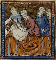 Louis IX malade prononce les voeux de partir en croisade