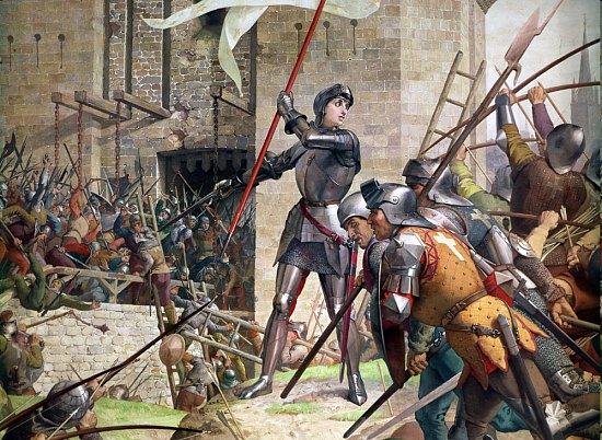 Tableau Vitrail Sainte Jeanne D’Arc – Bataille D’Orléans, Art Mural Chrétien 60x35cm